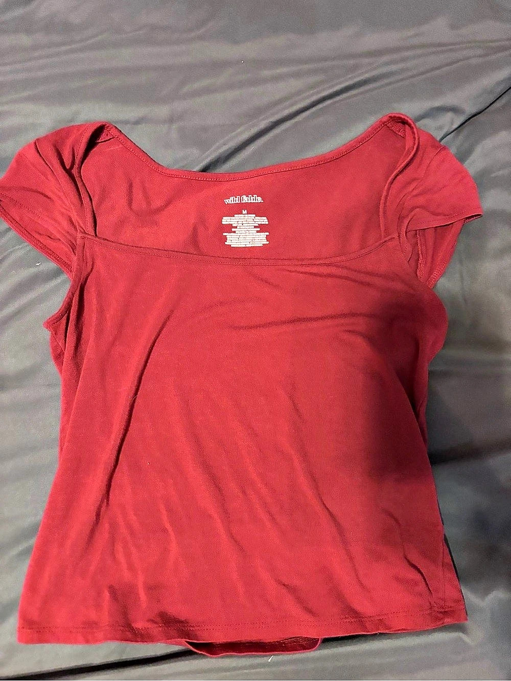 Wild Fable Square Neck Short Sleeve Top Red Medium